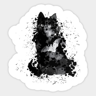 Black cat drawn with dots Sticker